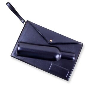 8 Oak Lane Wine Bottle Carrying Clutch Bag - Metallic navy blue